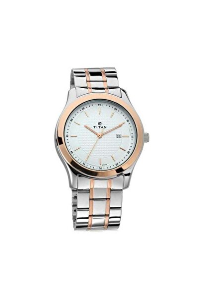 Titan Men's Watch 1627KM01 – Silver Dial, Silver & Rose Gold Stainless Steel ...