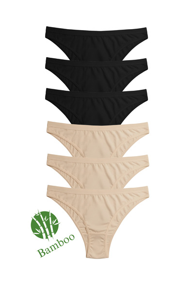 Hmd 6-Piece Soft Women's White Bamboo Panties Comfortable and Flexible