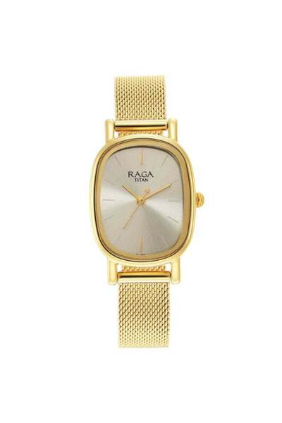 Titan ساعة راجا فيفا النسائية 2665YM01 - مينا بلون الشمبانيا، سوار من الفولاذ...