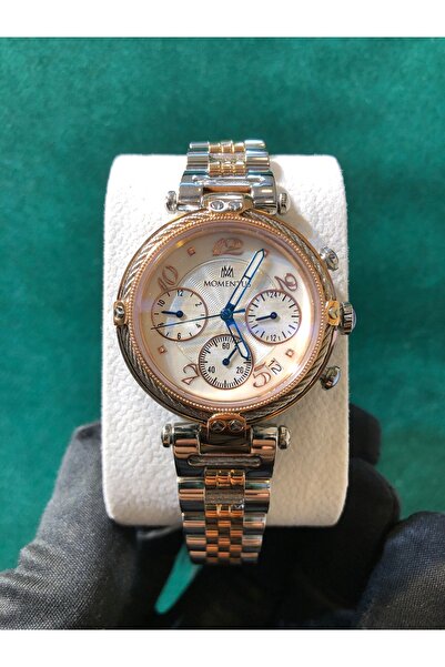 Momentus Steel Calendar Butterfly Clip Waterproof Women's Wristwatch