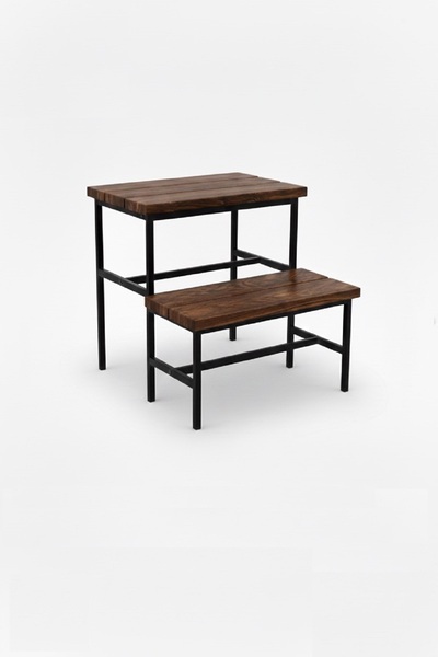 Hier Dekoratif Masif Ahşap 2 Basamaklı Mutfak Merdiveni Mutfak Basamağı Tabure