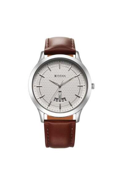 Titan 1825SL15 Gents Watch - Stainless Steel Case, Sleek Dial, Brown Leather ...