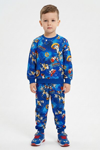 NEWKİDS Печатен 2-пластов комплект за момчета от памук Shardun в син цвят