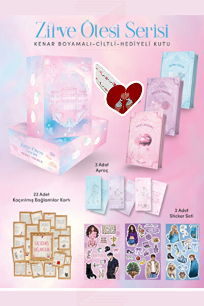 İndigo Kitap Zirve ötesi Serisi 3 Kitap Set (CİLTLİ-KENARBOYALI-KUTULU) Özel Tasarım Kalp Ayraç Hediye