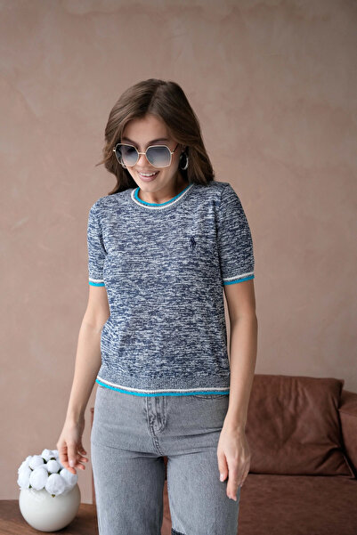 Park Karon Women's Crew Neck Short Sleeve Soft Textured Knit Sweater 12033