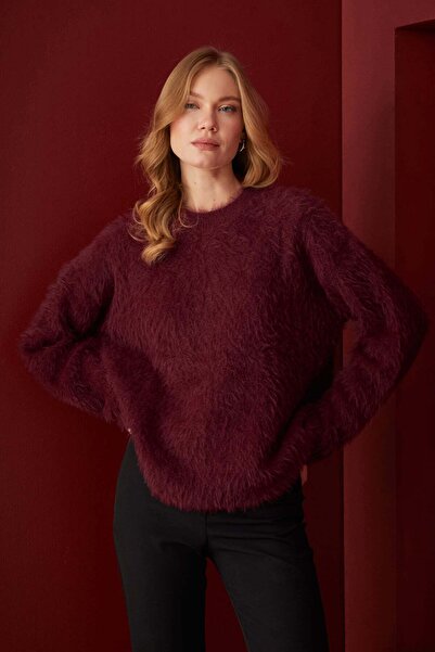 Fulla Moda Basic Bearded Oversized Knitwear Sweater