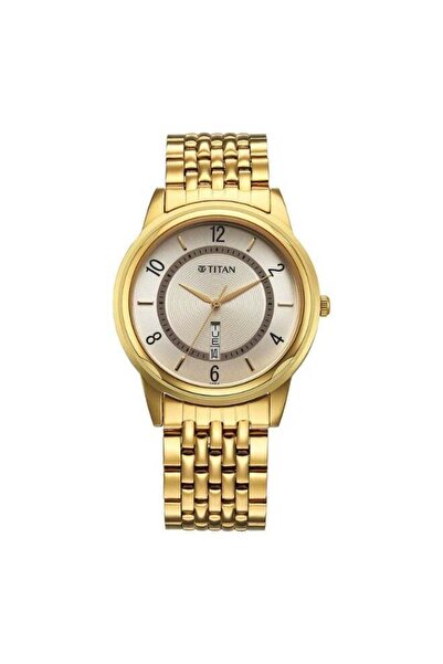 Titan Men's Chronograph Watch 1638YM05 – Light Dial, Golden Stainless Steel S...