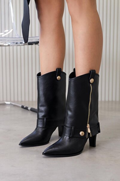 Stil Durağı mulder model 6 cm topuklu kısa çizme bot SIYAH