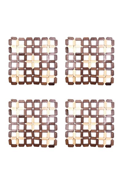 OEM Set of 4 protective supports, non-toxic bamboo, 15x15 cm, for pots, trays, kitchen plates