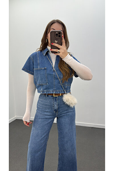 Narferita Safa Kot V Yaka Crop Üst