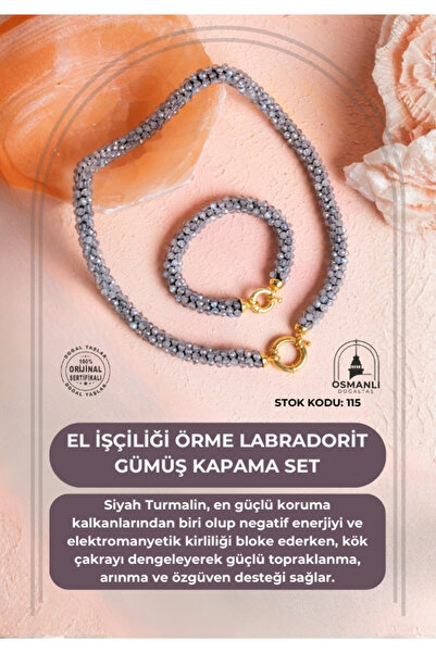 OSMANLI DOĞAL TAŞ Certified Handcrafted Knitted Labradorite Jewelry Set (Sk:115)