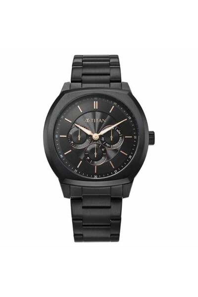 Titan ساعة ريغاليا آرك التناظرية للرجال 90213NM01 - مينا أسود، سوار من الفولا...