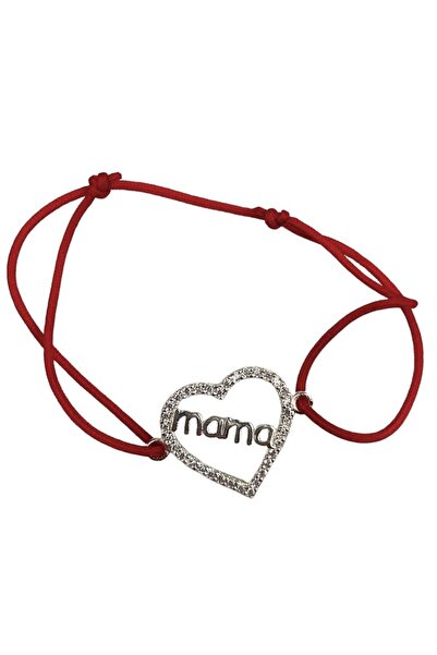 Jolie Silver Brățară reglabilă cu șnur, argint 925, „Mama” cu pietre albe, ar...