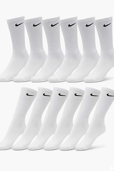 Nike Unisex long ribbed socks set, 12 pairs, White, One Size