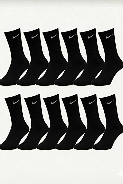 Nike Unisex long ribbed socks set, 12 pairs, Black, One Size