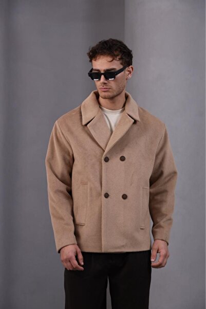 essenzaclothing Essenza Men's Double-Breasted Half Cashmere Coat