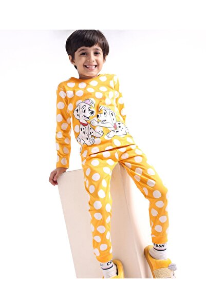 Babyhug Disney بيجامة نوم بأكمام طويلة من نسيج جيرسي ناعم، بنقشة منقطة ورسوما...