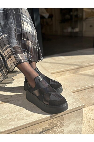 BABLACK Exclusive series cross-banded high sole 100% leather women's sport black