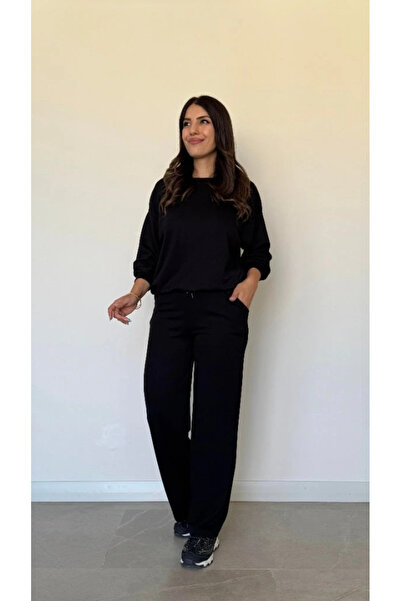 Butik المرأة طويلة الأكمام طاقم الرقبة فسكوزي اثنين من الغزل بلوزة وبنطلون بد...