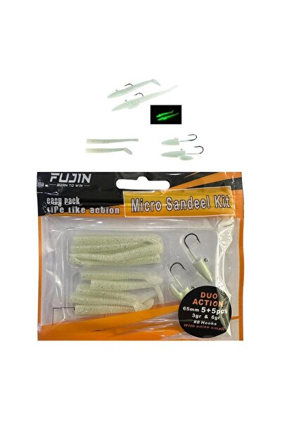 Fujin Micro Sandeel Kit LRF Silikon 12 Parça Glow