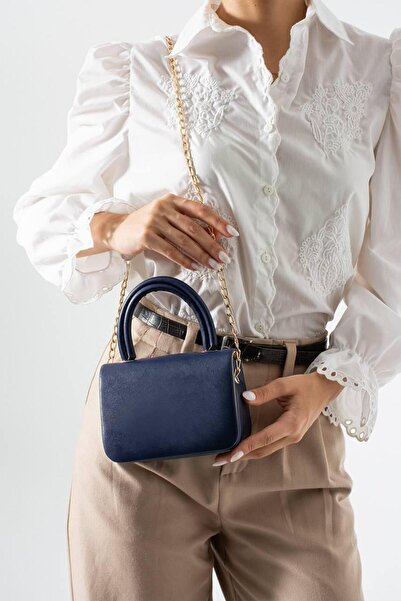 Legend Aksesuar Perry Zinci Askılı Kulplu Baget Kadın Taba El ve Omuz Çantası