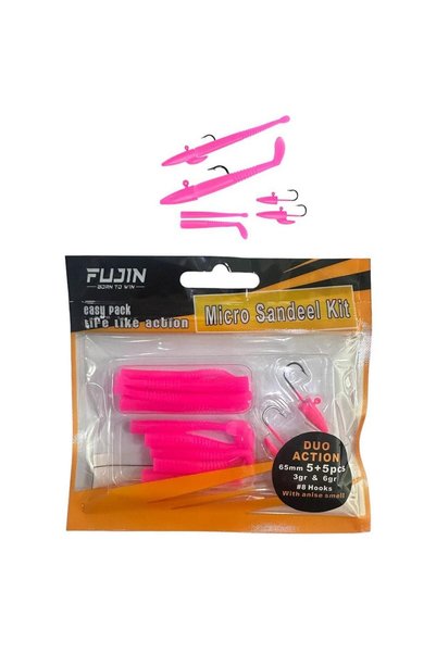 Fujin Micro Sandeel Kit LRF Silikon 12 Parça Pink Glow