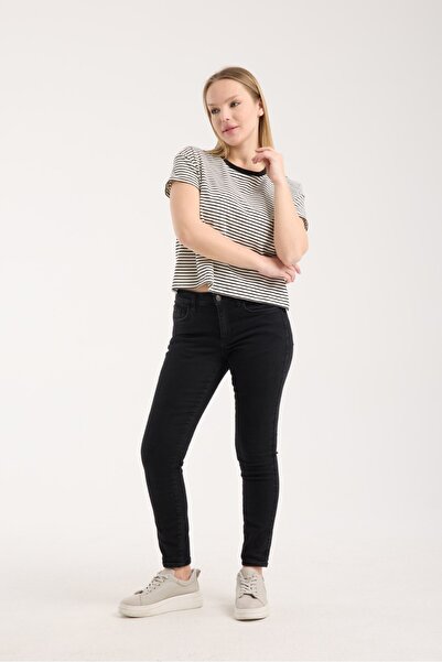 G-FOX Women's 100% Cotton Thin Striped Crew Neck Comfortable Fit Basic Daily T-Shirt 6016