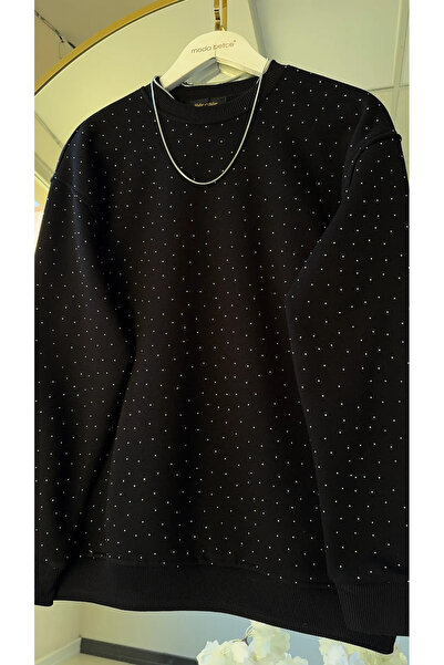 modabetce Oversize Stone-Embellished Sweatshirt