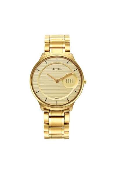 Titan Edge Metal Golden Dial Analog Watch for Men 1843YM02
