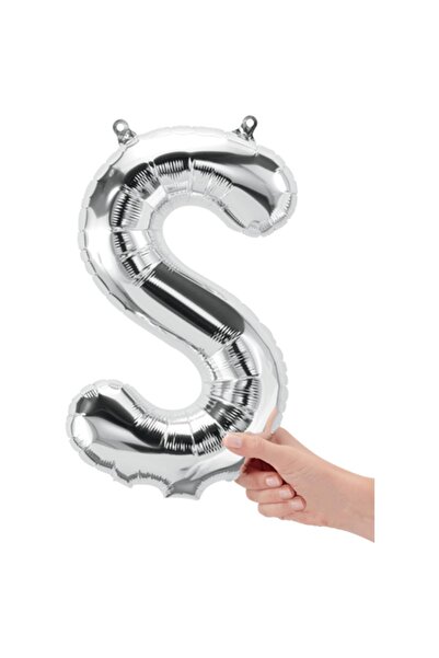 ENG PARTİ DÜNYASI Letter S - Silver Foil Letter Balloon 40 Inch