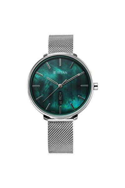 Titan Neo Women's Watch 2763SM01 – Green Dial, Silver Stainless Steel Strap