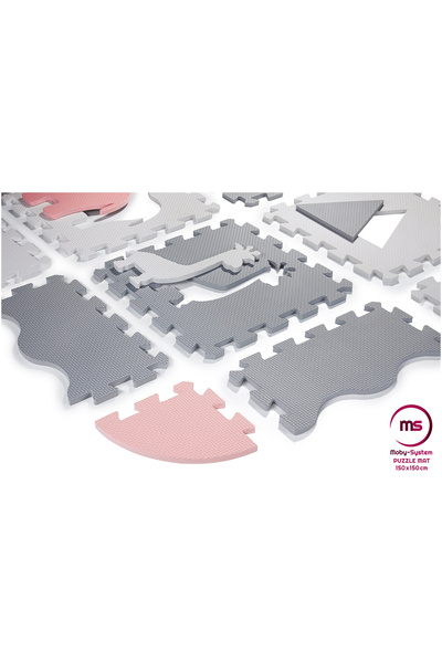 Moby System Covoraș de spumă XL 150 x 150 x 1cm cu margine - spumă EVA - roz
