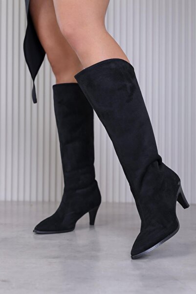 Stil Durağı حذاء طويل من ماركة ألمو بكعب 5 سم للموسم الجديد، لون أسود من الجل...