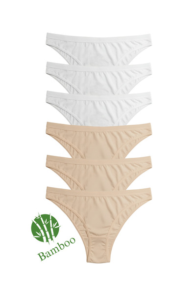 Hmd 6-Piece Soft Women's White Bamboo Panties Comfortable and Flexible