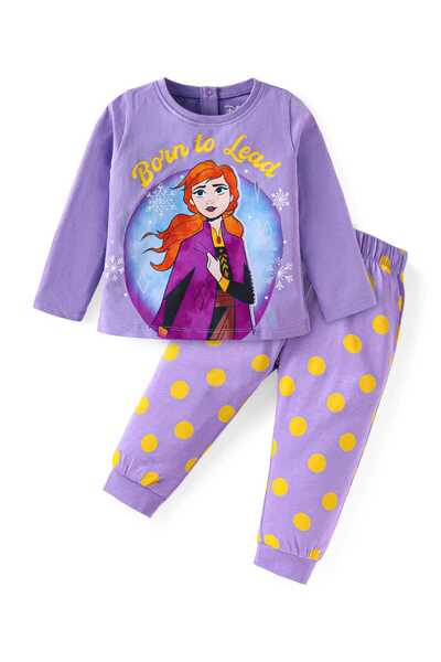 Babyhug Disney بيجامة نوم بأكمام طويلة من نسيج جيرسي ناعم مزين برسومات فروزن ...