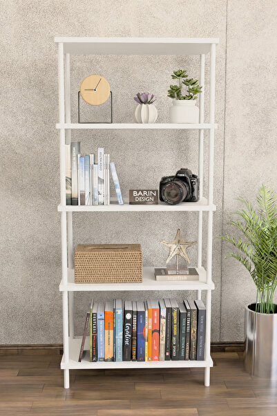 BARIN DESIGN 5 Raflı Modern Metal Gövdeli Kitaplık Çevir-Tak Kolay Kurulum Ça...