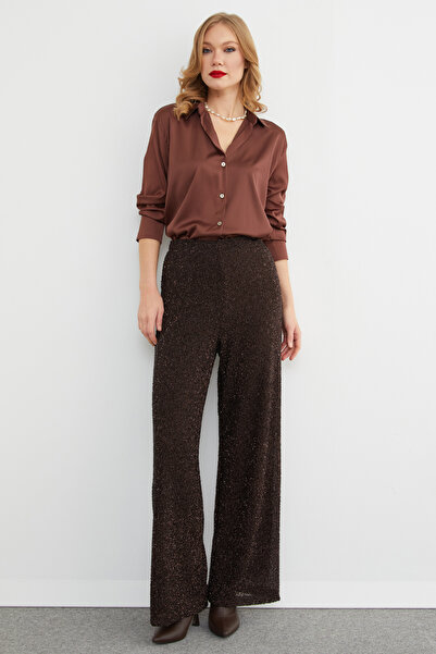 Fulla Moda Elastic Waistband with Glitter and Stones Palazzo Pants