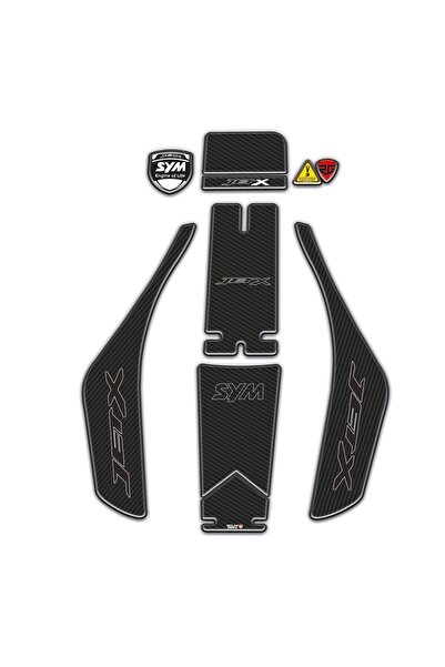 Redline Grafik SYM Jet X 125 Uyumlu Tank Pad Seti Karbon