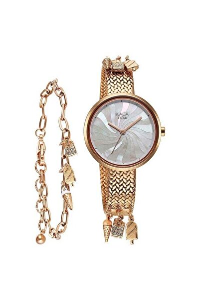 Titan Raga Memoirs Women's Watch 95253WM01 - Mother of Pearl Dial, Rose Gold Strap