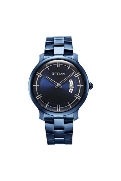Titan Classic Distincta Men's Watch 90170QM01 – Blue Dial, Blue Stainless Steel Strap, Quartz, 41m