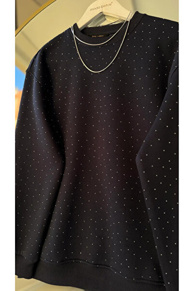 modabetce Oversize Stone-Embellished Sweatshirt