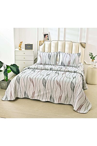 trendyhome Cuvertură pentru pat dublu, 3 piese, dungi, multicolor, P 23793