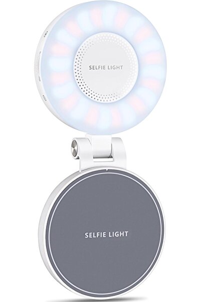 HYX مصباح سيلفي LED مغناطيسي محمول مع مرآة، مصباح حلقي قابل لإعادة الشحن (أبيض)