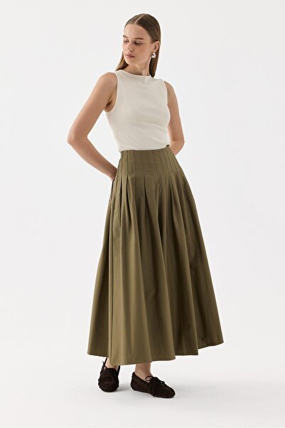 Moca Luna Pleated Skirt Khaki