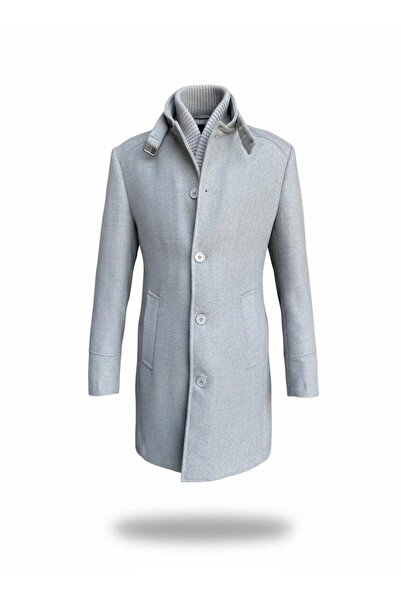 Plus Scorpion Men's Slim Fit Cashmere Coat – Detachable Ribbed Zipper Collar, S–Xxl