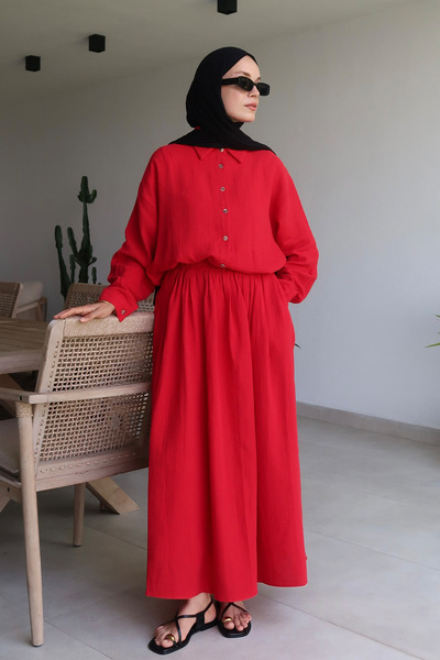 Moca Napoli Muslin Set Red