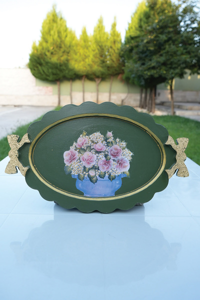 Single Kurdele saplı saksı tepsi