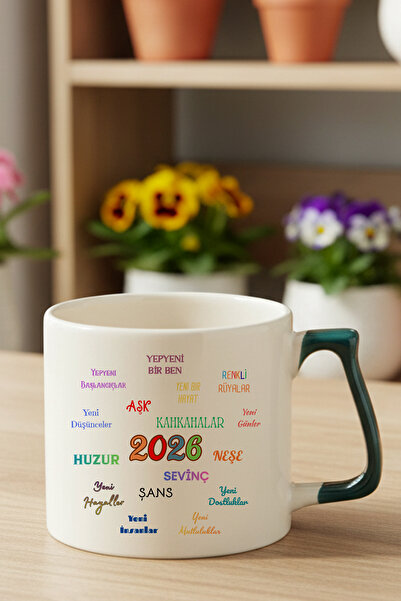 giftkonsept 2026 Yeni Yıl Yılbaşı Olumlu Dilekler Temalı Year Baskılı Hediyelik D Kulplu Kupa Bardak