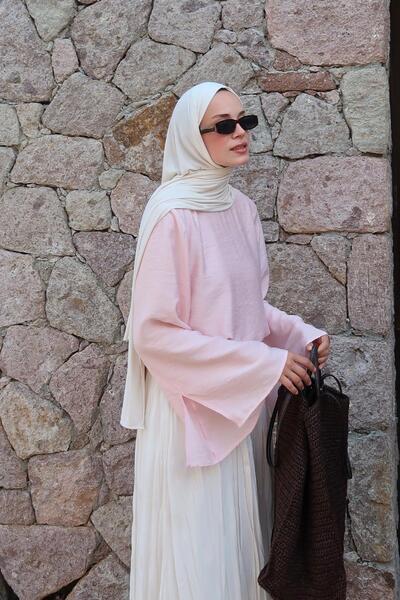 Moca بلوزة ليلي باللون الوردي الناعم