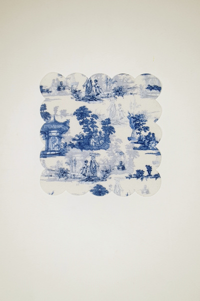 decofav Canvas Style Blue Istanbul Patterned Laser Cut Cocktail Napkin 1 Piece